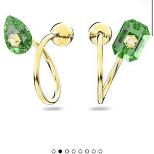 New Swaroksvi Numia Drop Earings, Asymmetrical, Green, Gold Played